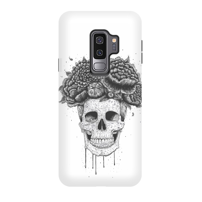 Galaxy S9 plus StrongFit Skull with flowers by kodamorkovkart