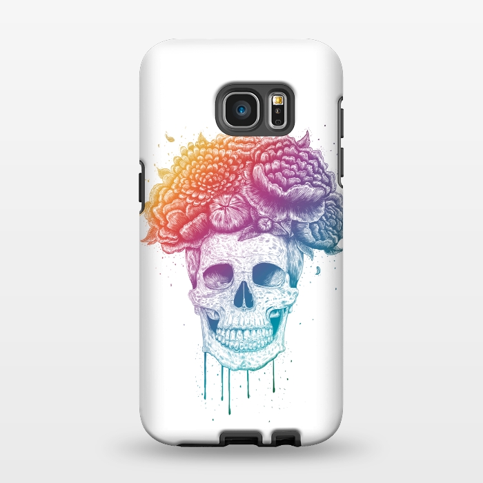 Galaxy S7 EDGE StrongFit Colorful skull with flowers by kodamorkovkart