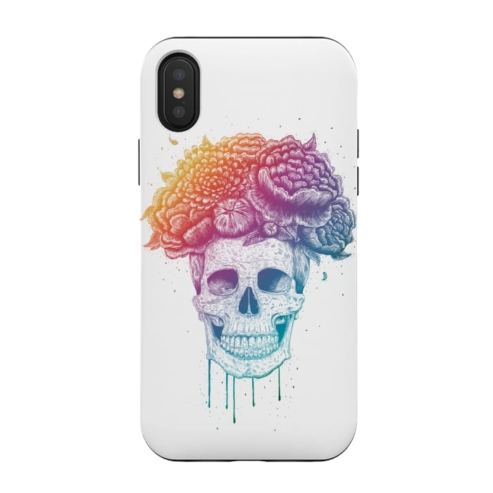 iPhone Xs / X StrongFit Colorful skull with flowers by kodamorkovkart