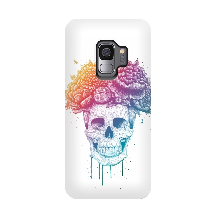 Galaxy S9 StrongFit Colorful skull with flowers by kodamorkovkart