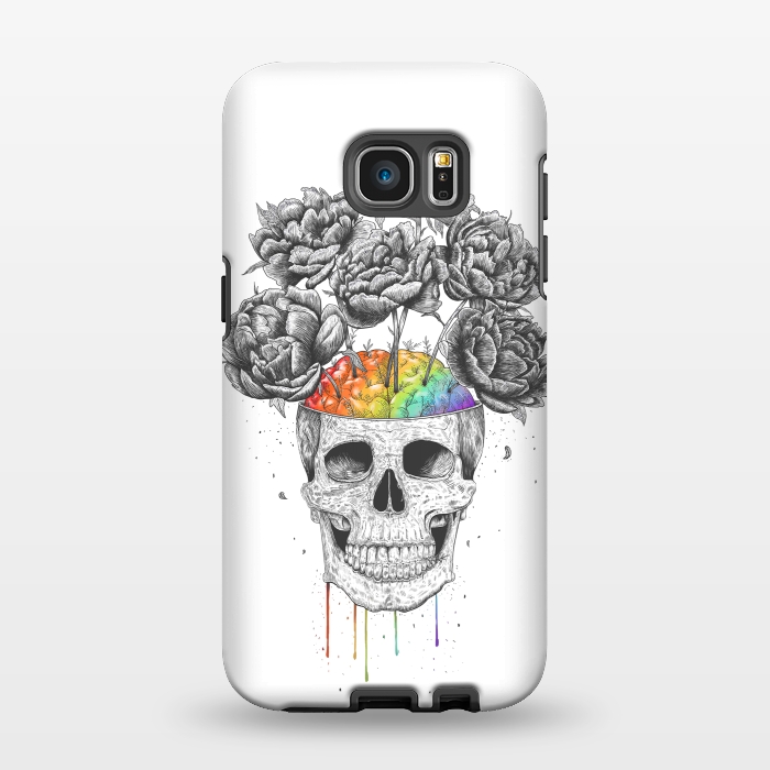 Galaxy S7 EDGE StrongFit Skull with rainbow brains by kodamorkovkart