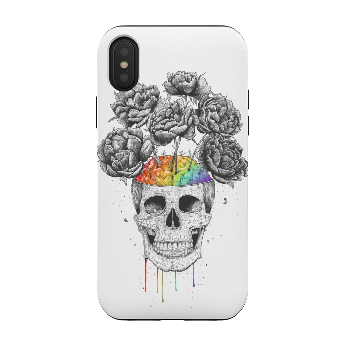 iPhone Xs / X StrongFit Skull with rainbow brains by kodamorkovkart