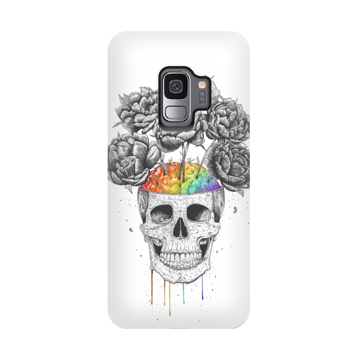 Galaxy S9 StrongFit Skull with rainbow brains by kodamorkovkart