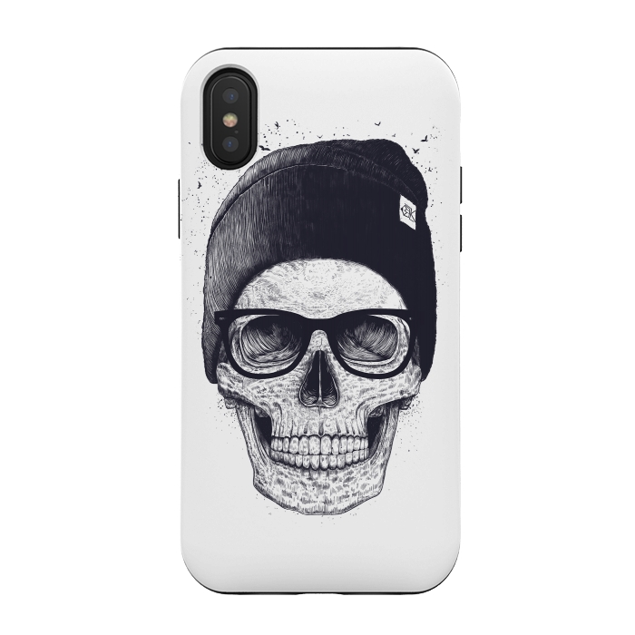 iPhone Xs / X StrongFit Black skull in hat by kodamorkovkart