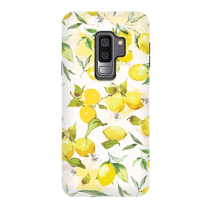 Galaxy S9 plus StrongFit Watercolor Lemon Pattern by Bledi