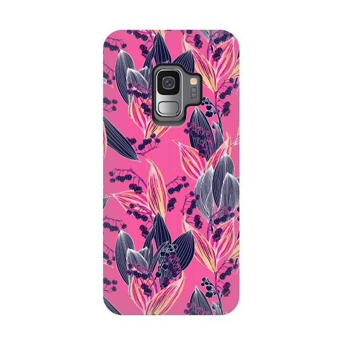 Galaxy S9 StrongFit Acidic Floral by Victoria Krupp-Rombalski