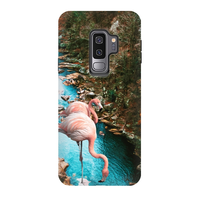 Galaxy S9 plus StrongFit Flamingo Forest by Uma Prabhakar Gokhale