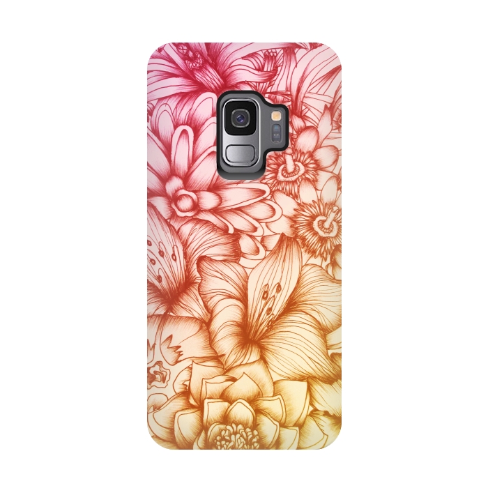 Galaxy S9 StrongFit Tropical Flowers by ECMazur 