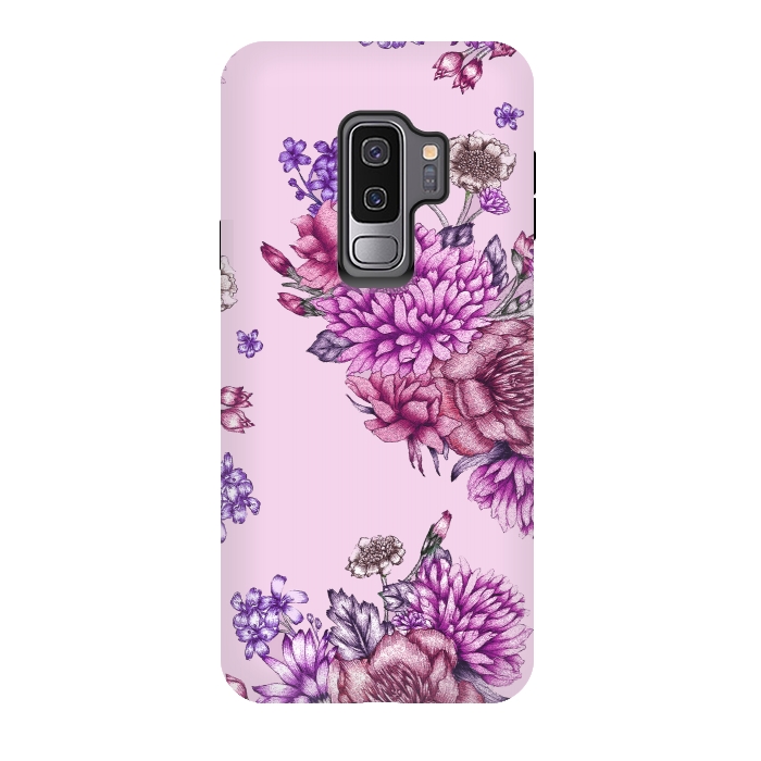 Galaxy S9 plus StrongFit Pink Vintage Florals by ECMazur 