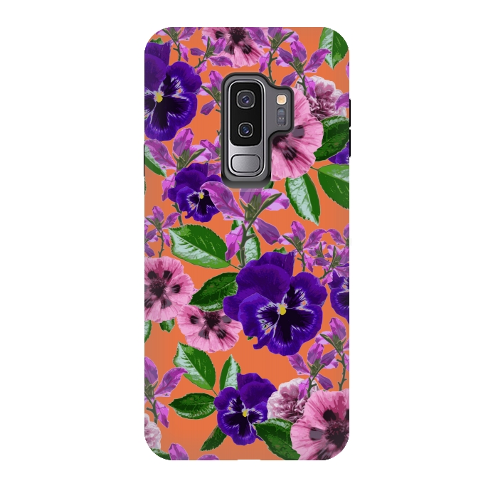 Galaxy S9 plus StrongFit Orange Floral Garden by Zala Farah