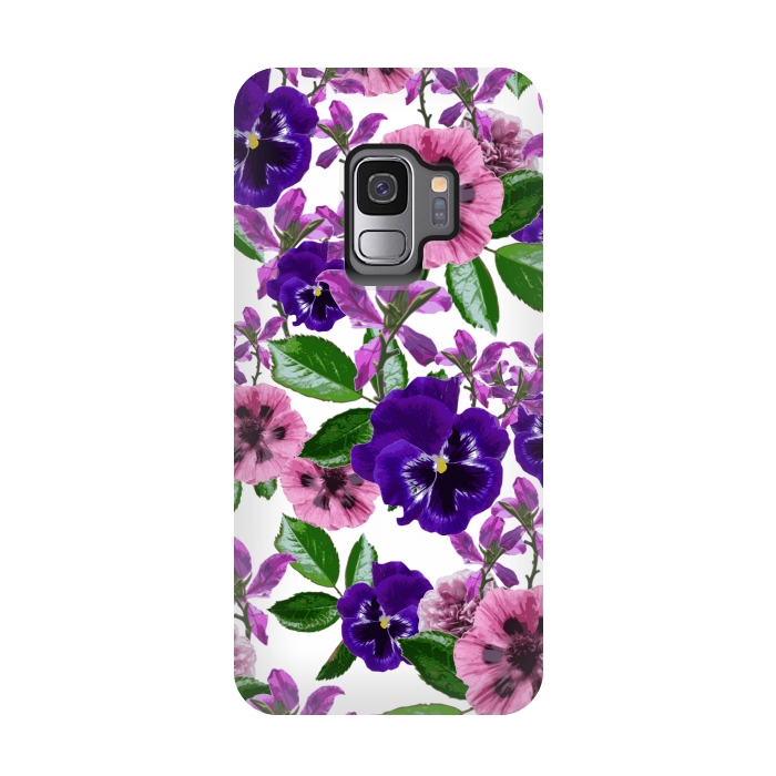 Galaxy S9 StrongFit White Floral Garden by Zala Farah