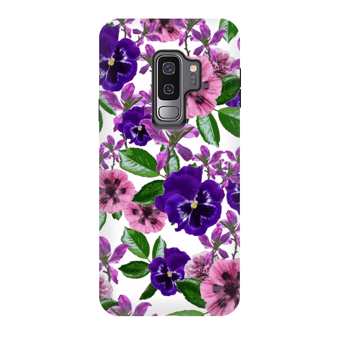 Galaxy S9 plus StrongFit White Floral Garden by Zala Farah