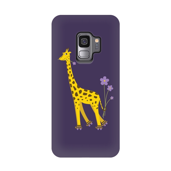 Galaxy S9 StrongFit Cute Funny Rollerskating Giraffe by Boriana Giormova
