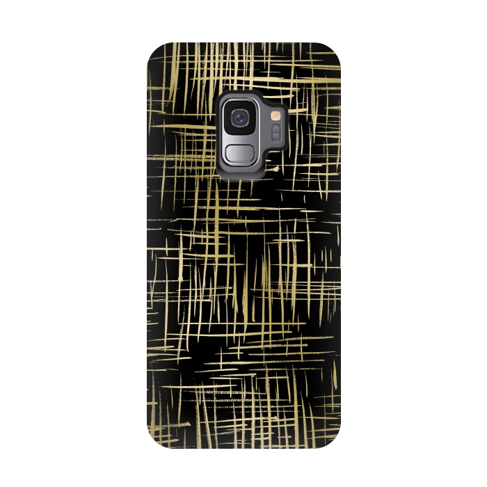 Galaxy S9 StrongFit Crosshatch Black by Caitlin Workman
