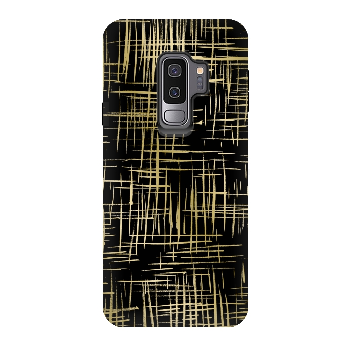 Galaxy S9 plus StrongFit Crosshatch Black by Caitlin Workman