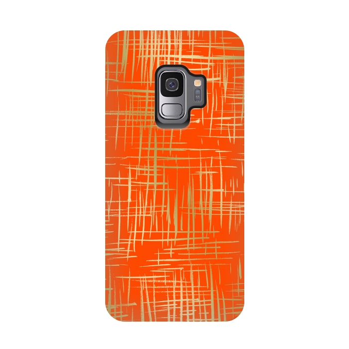 Galaxy S9 StrongFit Crosshatch Red by Caitlin Workman