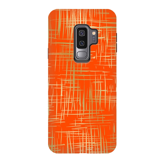 Galaxy S9 plus StrongFit Crosshatch Red by Caitlin Workman