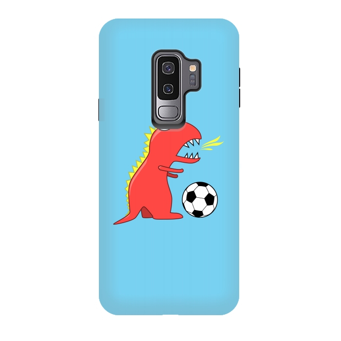 Galaxy S9 plus StrongFit Funny Cartoon Dinosaur Soccer Player by Boriana Giormova