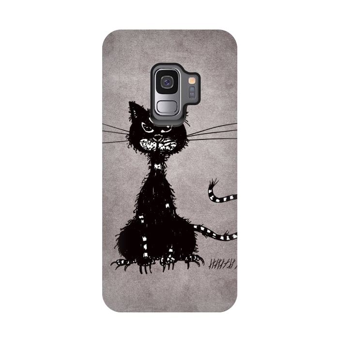Galaxy S9 StrongFit Ragged Evil Black Cat by Boriana Giormova