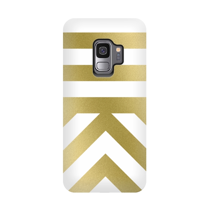 Galaxy S9 StrongFit Gold Chevron Stripes by Caitlin Workman
