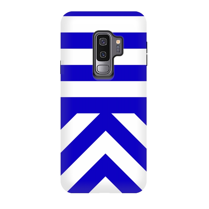 Galaxy S9 plus StrongFit Blue Stripes by Caitlin Workman