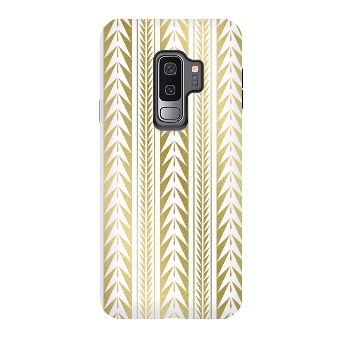 Galaxy S9 plus StrongFit Edgy Gold Stripes by Caitlin Workman