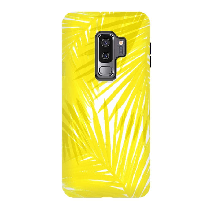 Galaxy S9 plus StrongFit Yellow Palms by Caitlin Workman