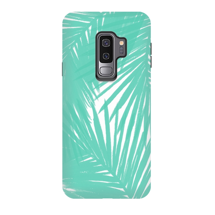Galaxy S9 plus StrongFit Palms Teal by Caitlin Workman