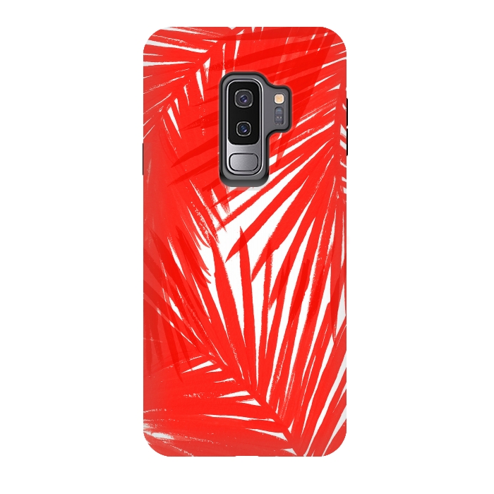 Galaxy S9 plus StrongFit Red Palms by Caitlin Workman