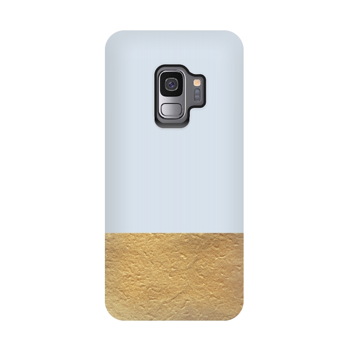 Galaxy S9 StrongFit Color Block Light Blue and Gold by Caitlin Workman
