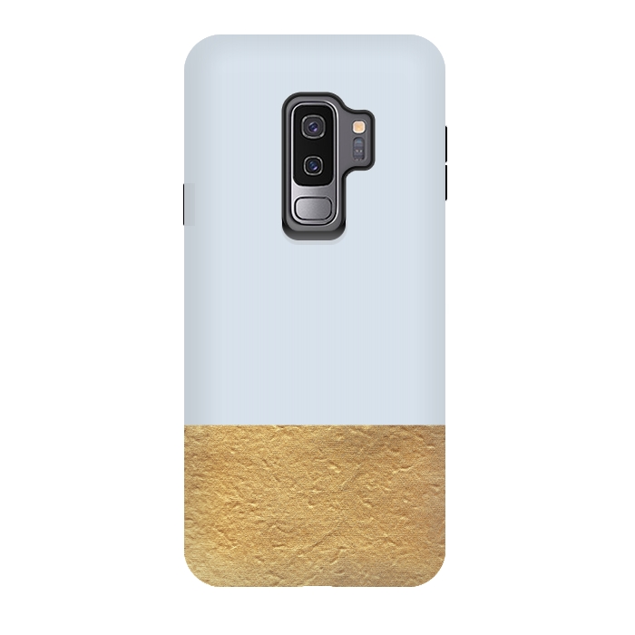 Galaxy S9 plus StrongFit Color Block Light Blue and Gold by Caitlin Workman