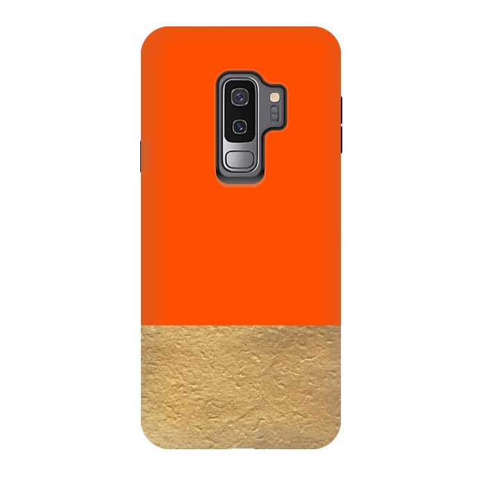 Galaxy S9 plus StrongFit Color Block Red and Gold by Caitlin Workman