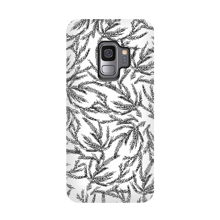 Galaxy S9 StrongFit Black Coral Ferns by Caitlin Workman