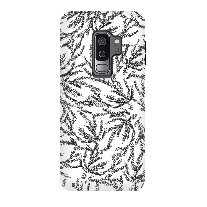 Galaxy S9 plus StrongFit Black Coral Ferns by Caitlin Workman