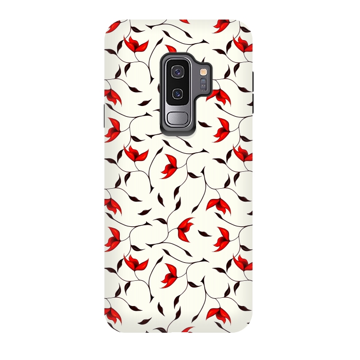 Galaxy S9 plus StrongFit Beautiful Strange Red Flowers Pattern by Boriana Giormova