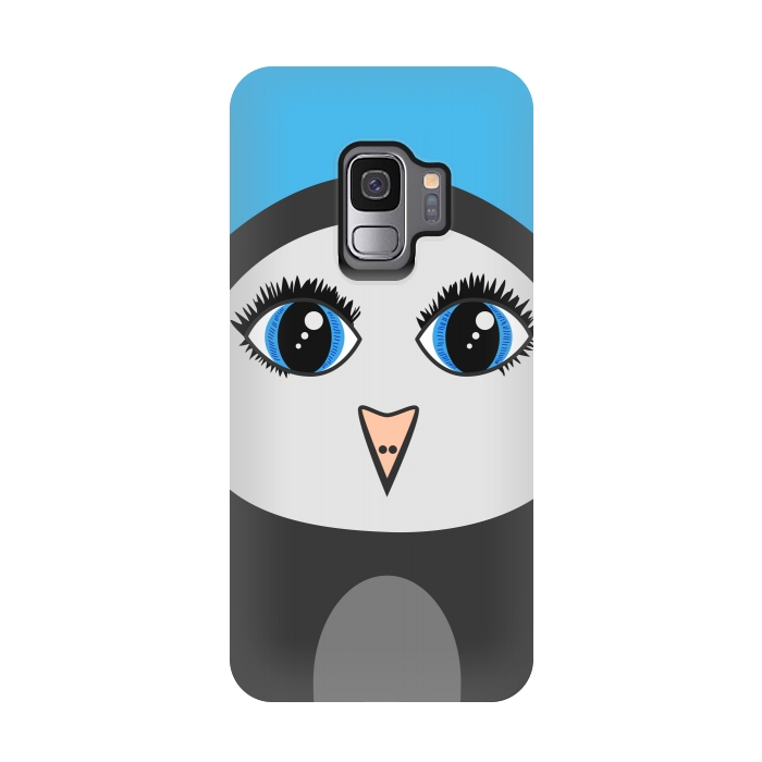 Galaxy S9 StrongFit Cute Cartoon Geometric Penguin Face by Boriana Giormova