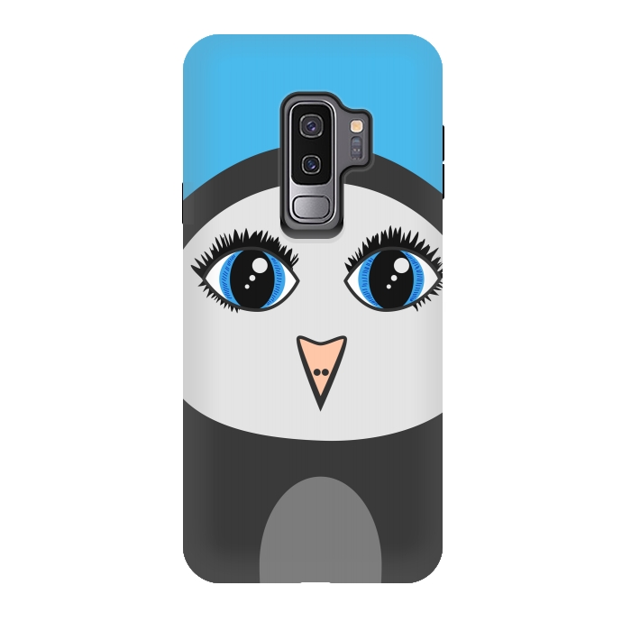 Galaxy S9 plus StrongFit Cute Cartoon Geometric Penguin Face by Boriana Giormova
