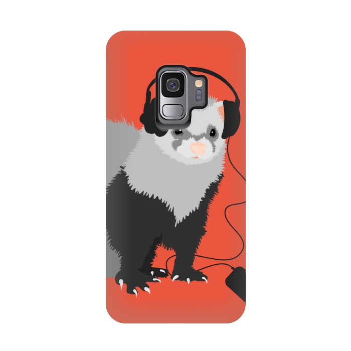 Galaxy S9 StrongFit Funny Music Lover Ferret by Boriana Giormova