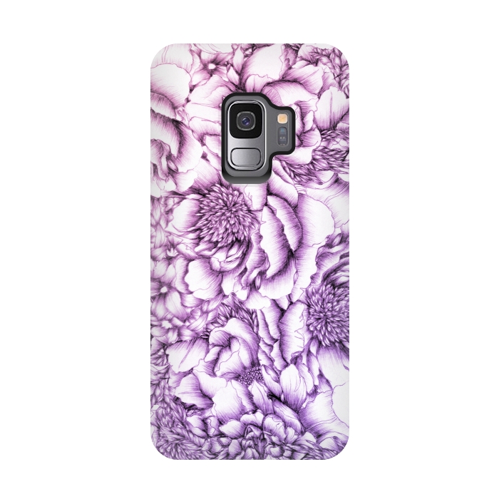 Galaxy S9 StrongFit Peony Flower Pattern by ECMazur 