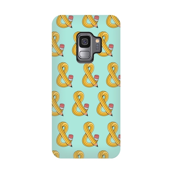 Galaxy S9 StrongFit Ampersand Pencil Pattern Green by Coffee Man