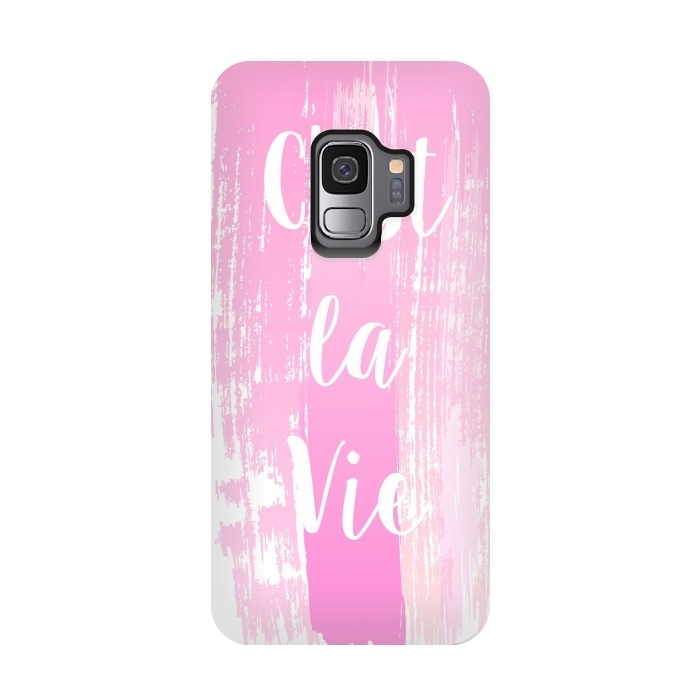 Galaxy S9 StrongFit C'est la vie pink watercolour by Martina