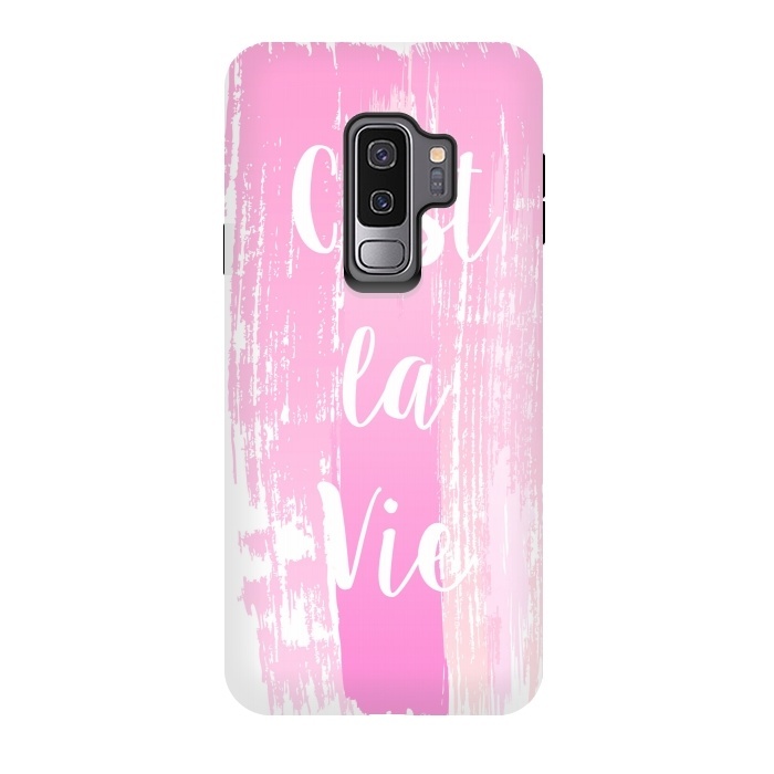 Galaxy S9 plus StrongFit C'est la vie pink watercolour by Martina