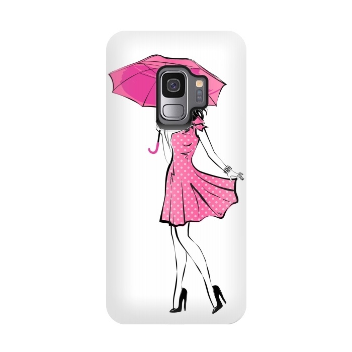 Galaxy S9 StrongFit Pretty girl with umbrella by Martina