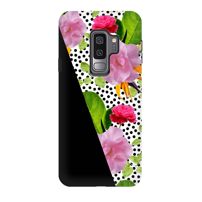 Galaxy S9 plus StrongFit Dark Floral Polka by Zala Farah