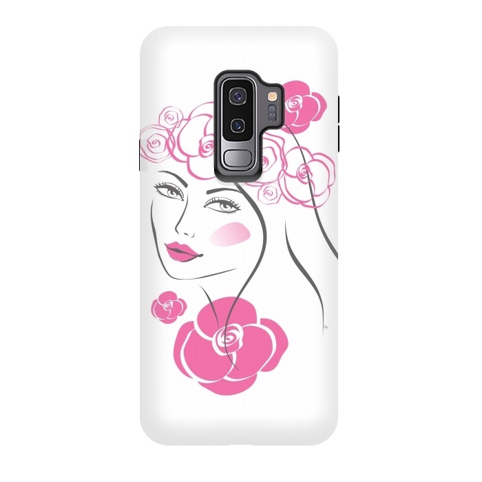 Galaxy S9 plus StrongFit Pink Rose Lady by Martina