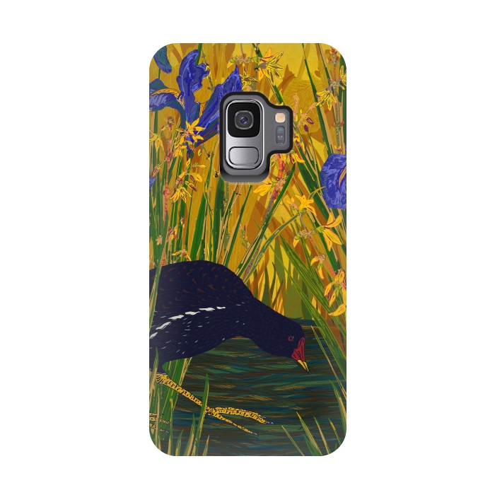 Galaxy S9 StrongFit Moorhen and Iris by Lotti Brown