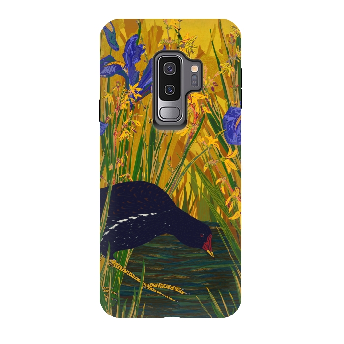 Galaxy S9 plus StrongFit Moorhen and Iris by Lotti Brown