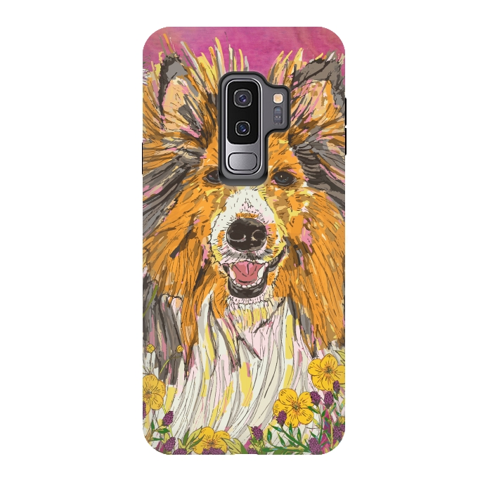 Galaxy S9 plus StrongFit Shetland Sheepdog (Sheltie) by Lotti Brown