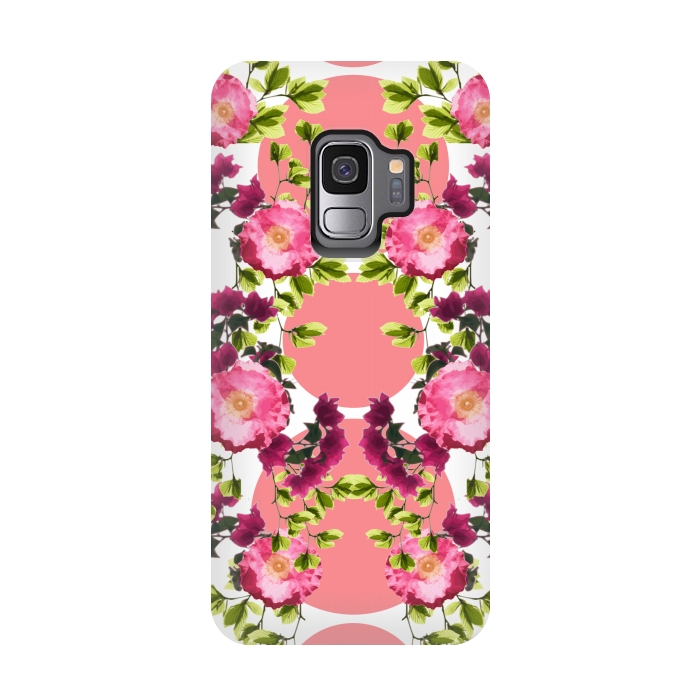 Galaxy S9 StrongFit Symmetrical Pink Floral Print by Zala Farah