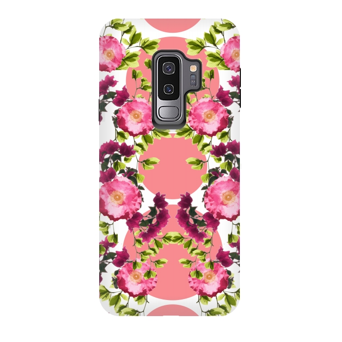 Galaxy S9 plus StrongFit Symmetrical Pink Floral Print by Zala Farah